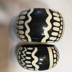 Vintage 70s Black White Aboriginal Painted Bangles